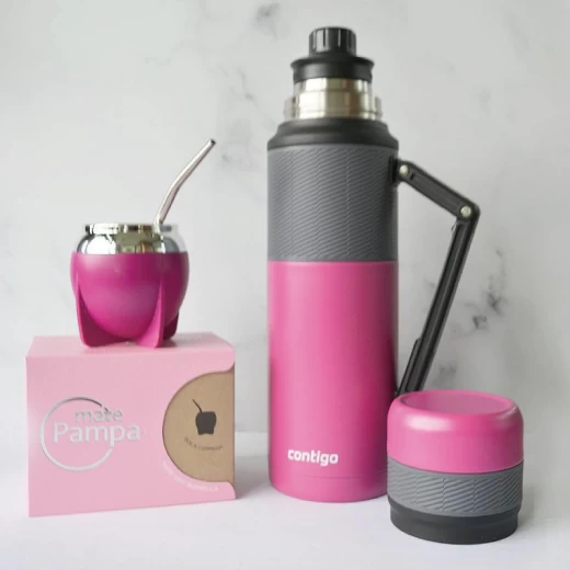 COMBO MATERO CONTIGO FUCSIA+GUAMPA+CAJA BOXMACA-FUCSIA