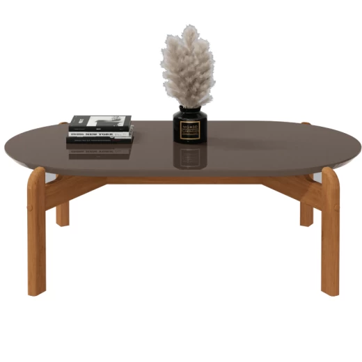 MESA CENTRO CASA D 9584 LIZZ OBLONGA CINZA PEROLA/CEDRO