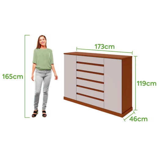 COMODA LOPAS VEDRA 7CAJ2PTAS FRASSINO/OFF WHITE 7641376