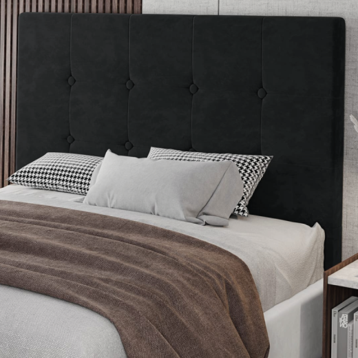 CABECERA EMMA LUNA 193X126X7 T.LINO NEGRO