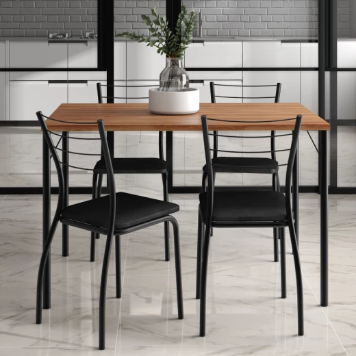 JGO DE COMEDOR CARRA VALENCIA 1586 4S 1700 NEGRO