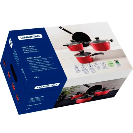 JGO DE OLLAS TRAMONTINA TA20999/700 10PZAS ROJ.CE