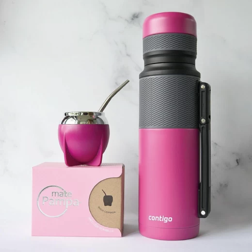 COMBO MATERO CONTIGO FUCSIA+GUAMPA+CAJA BOXMACA-FUCSIA