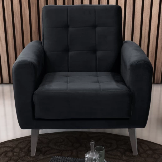 POLTRONA MX LIVIA 1185 T.281 CORINO NEGRO PIE DE MADERA