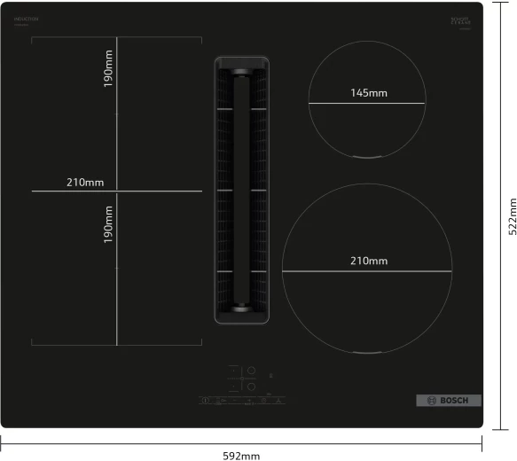 ANAFE BOSCH PVS611B16E 4H INDUCCION C/EXTRACTOR 60CM