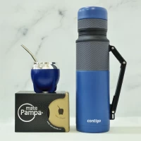 COMBO MATERO CONTIGO AZUL+GUAMPA+CAJA BOXMACA-AZUL